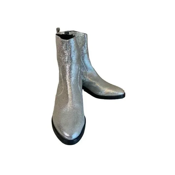 MIISTA LONDON Metallic Silver Boots 9 1/2. Runs small! Likely fit like an 8 1/2. - Picture 9 of 12